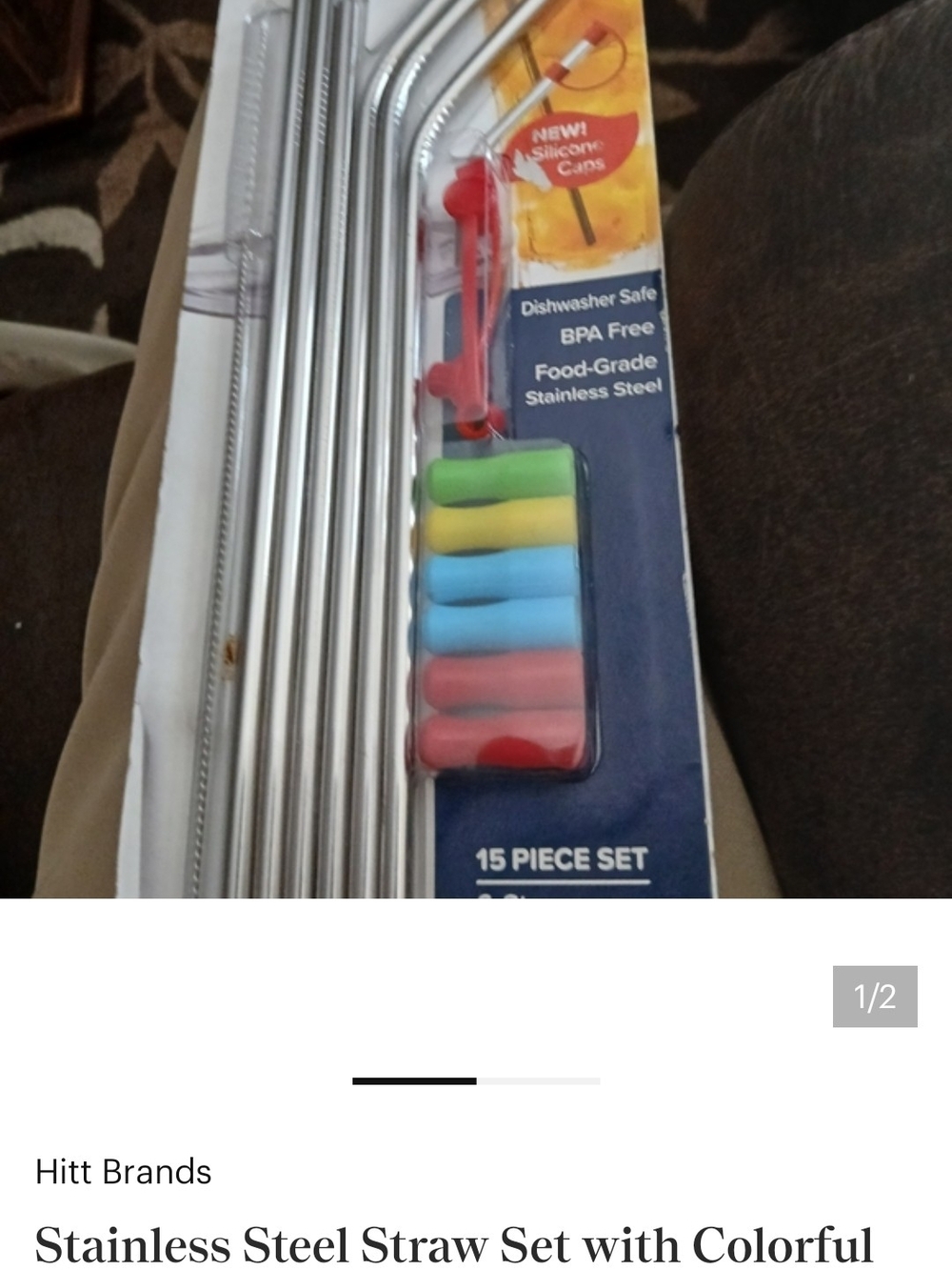 Stainless Steel Straw Set with Colorful Silicone Caps
